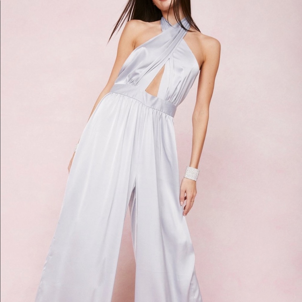Nasty Gal Satin Wide Leg Jumpsuit